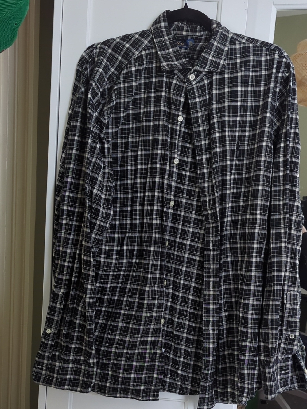 Ralph Lauren Polo Cotton Minimalist Plaid Button-Down Long Sleeve Collar